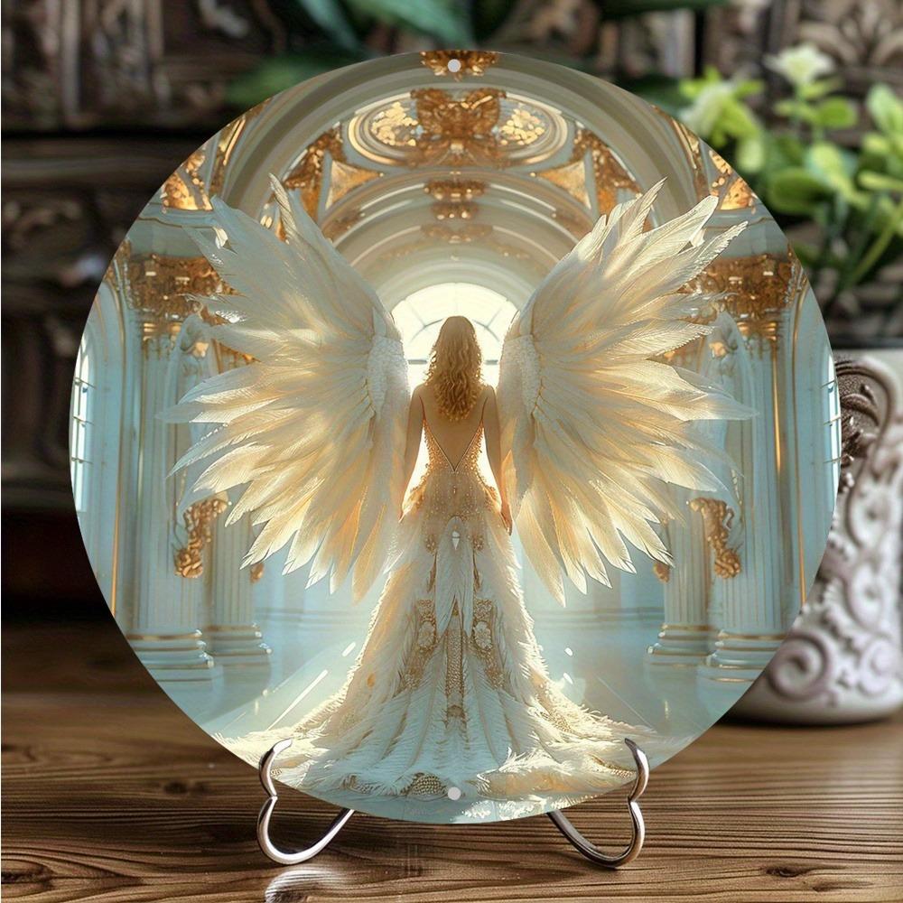 

Очаровательный круглый настенный декор с ангелом для дома и офиса. Прочный, легко моющийся креативный подарок. чистый