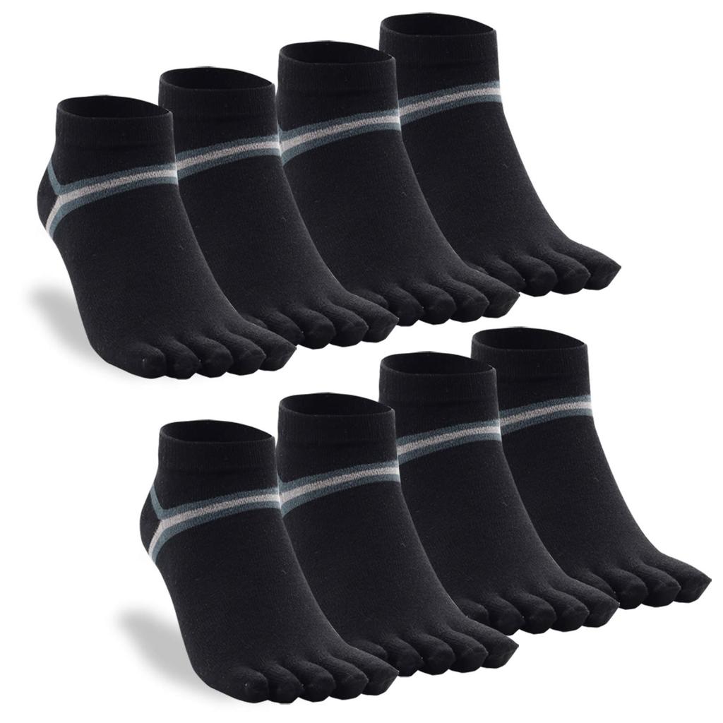 Sereny Sports Cotton Set Men's Five-Toe Socks, All-Season Socks, Blend, Long-Lasting (8 Pairs, Black)