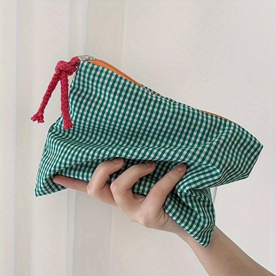 

Pen case/pen holder/Makeup Bag - Large Capacity Vintage Cosmetic Organizer with Lining, Portable Toiletry Pouch for Travel зелёный