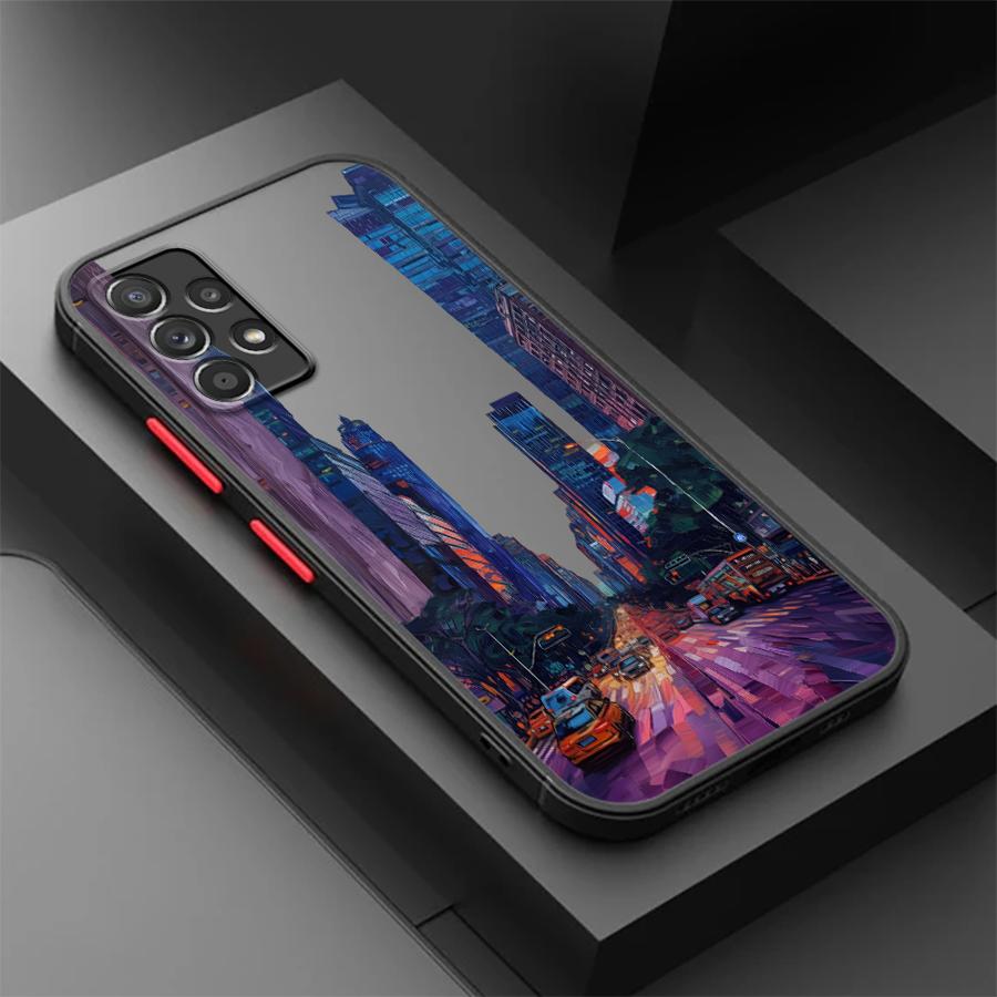 Phone Cover Case for Samsung Galaxy A54 A52S A72 A14 A23 A17 A52 A73 A33 A35 A56 A55 A53 A16 A15 A34 A36 Oil Painting City