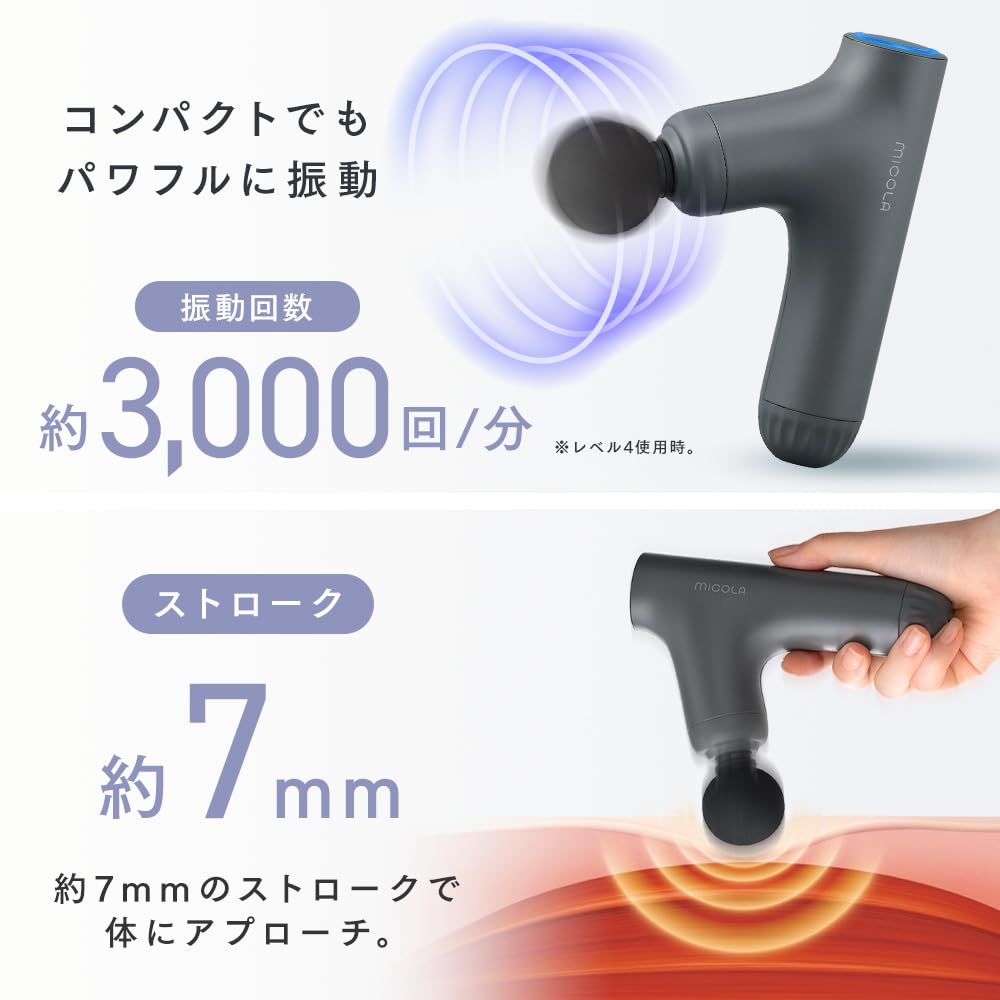 [Amazon.co.jp Exclusive] Iris Ohyama MiCOLA Myofascial Release Gun, Back Beauty Care Gun + BCG-AZ02-H, Dark Gray