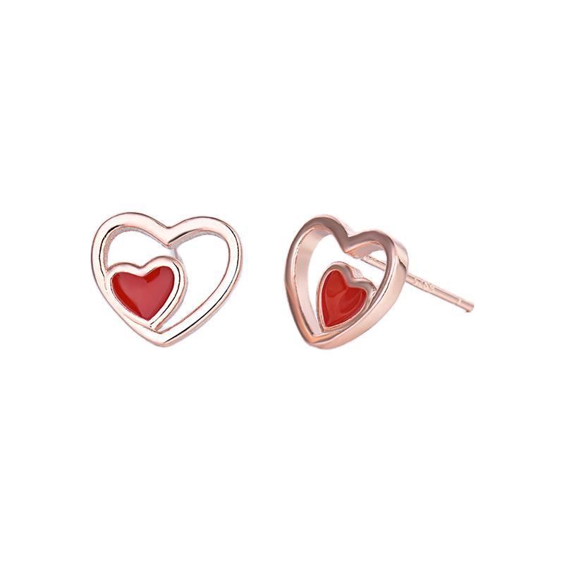 Fashionable Earrings for Women, Fashionable Red Heart-shaped Earrings, Small and Love Earrings