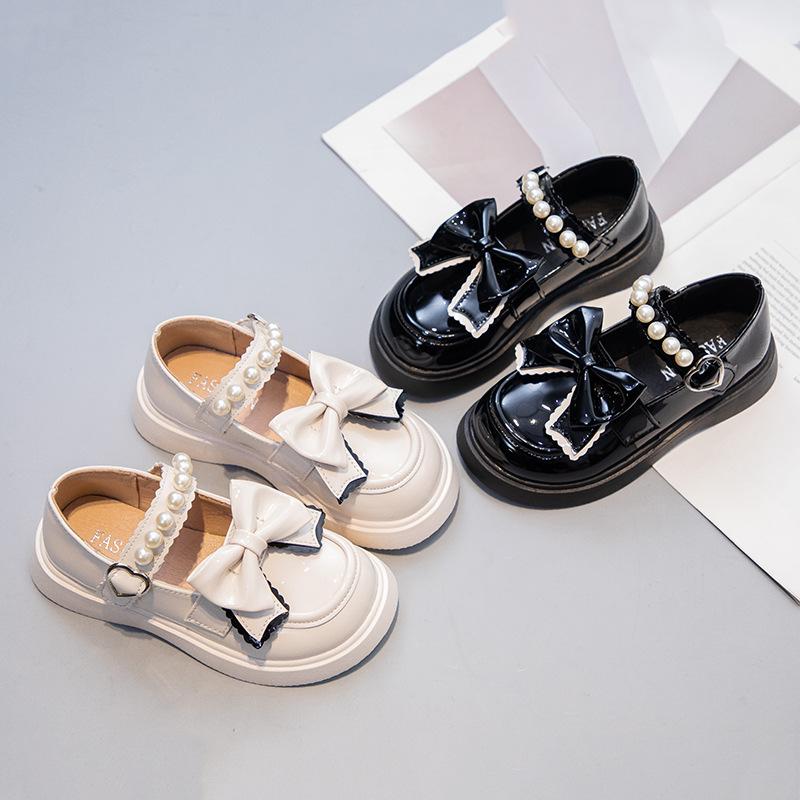 Classmate 2025 spring patent leather children's shoes girls princess shoes butterfly flower fashion girls shoes shallow mouth student shoes