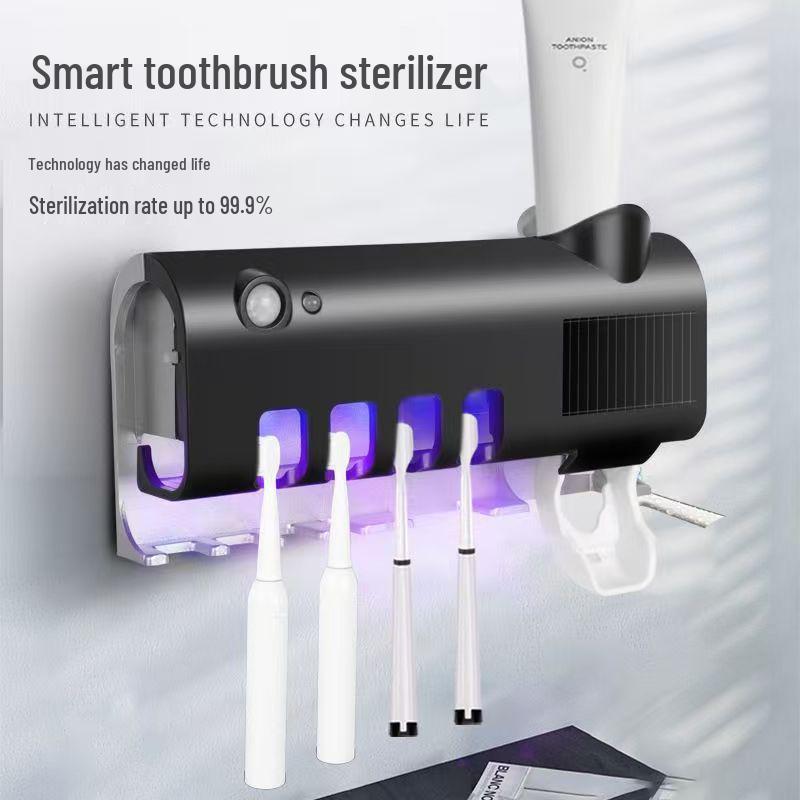 Smart UV Toothbrush Sterilizer & Dispenser with Storage Rack