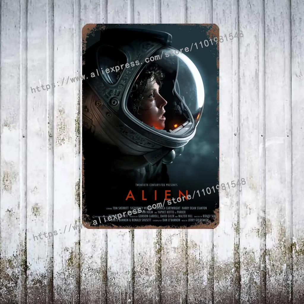 Aliens vs Predator Science Fiction Poster Vintage Plåtskylt Dekorativ Plakett för Pub Bar Mancave Klubb Väggdekoration