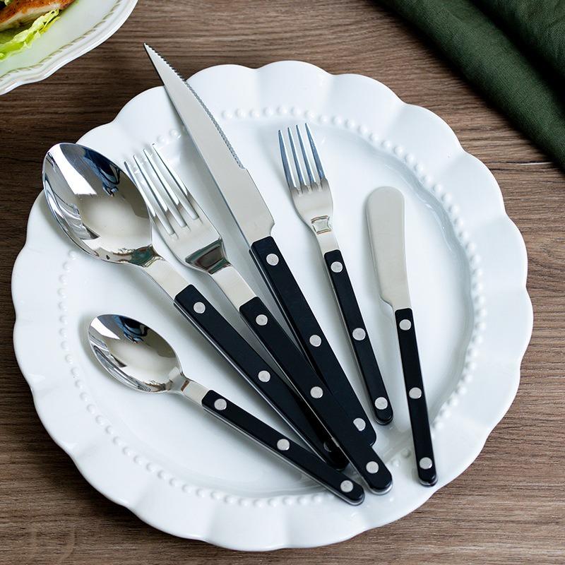 Mode Neues Buntes Griff 304 Besteckset 18/10 Edelstahl Kreativität Geschenk Besteck Messer Gabel Löffel Drop Ship