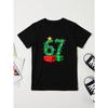 Europäische Größen Weihnachten Nummer 67 Kinder-T-Shirt Jungen und Mädchen Feiertags-Print Oberteil Schneeflocken Bunte Lichter Muster Passende Familien-Outfits