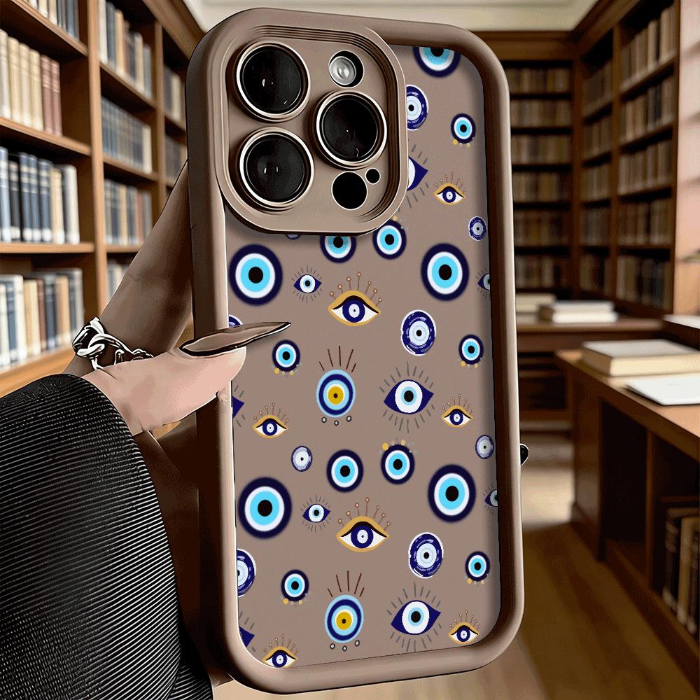 Mixed Evil Eye Pattern Soft TPU Phone Case for iPhone 17 16 15 14 13 12 11 Pro Max Plus Shockproof Anti-Slip Cover