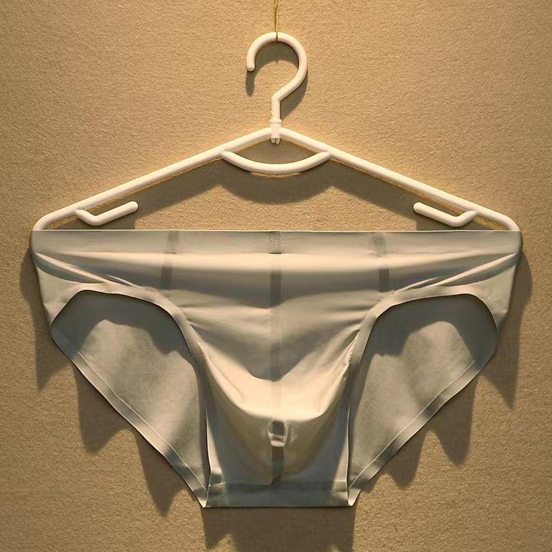 

1 шт., мужское нижнее белье, бесшовные сексуальные трусы из ледяного шелка, однотонные молодежные легкие шорты, летние XL