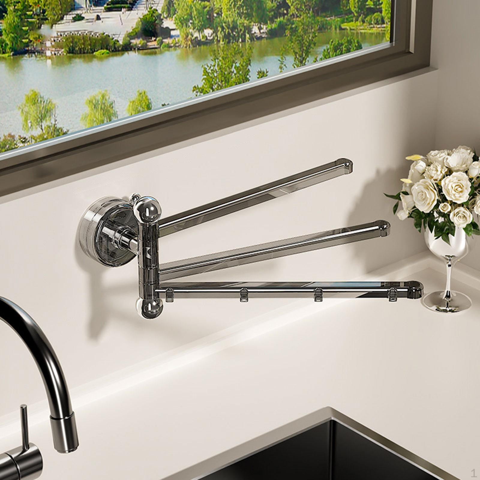 

Вращающийся держатель для полотенец, настенный, прочный держатель для ванной с 3 ручками чёрный