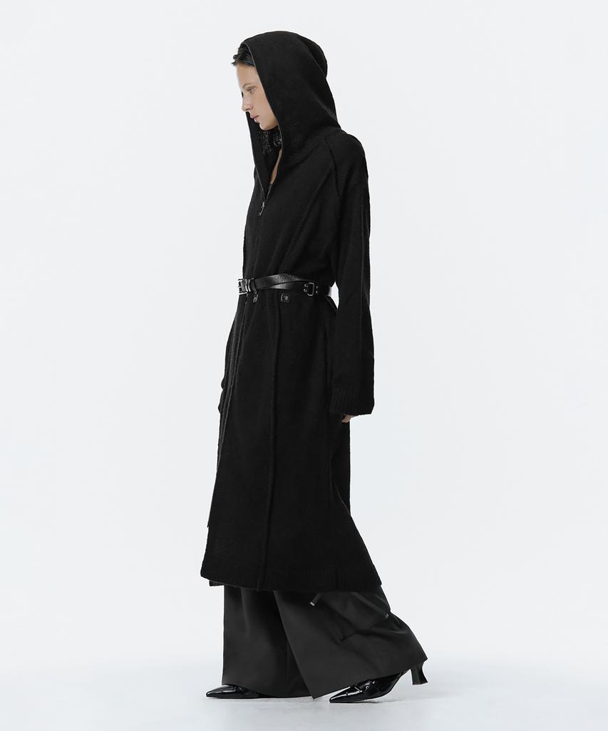 Teulimingbeodeu Hoodie Knit One-Piece [Black]