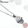 BAMOER Genuine 925 Sterling Silver Trendy Fatima's Guarding Hand Pendant Necklaces