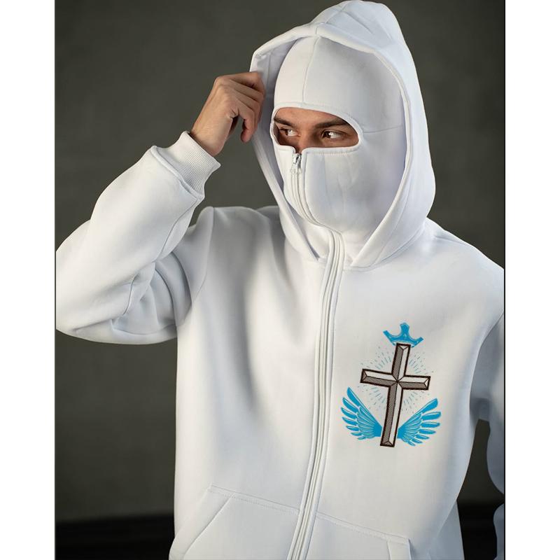 

Мужская зимняя свободная толстовка с капюшоном Harajuku Printed Sportswear Retro Mask Style Fashion Coat M