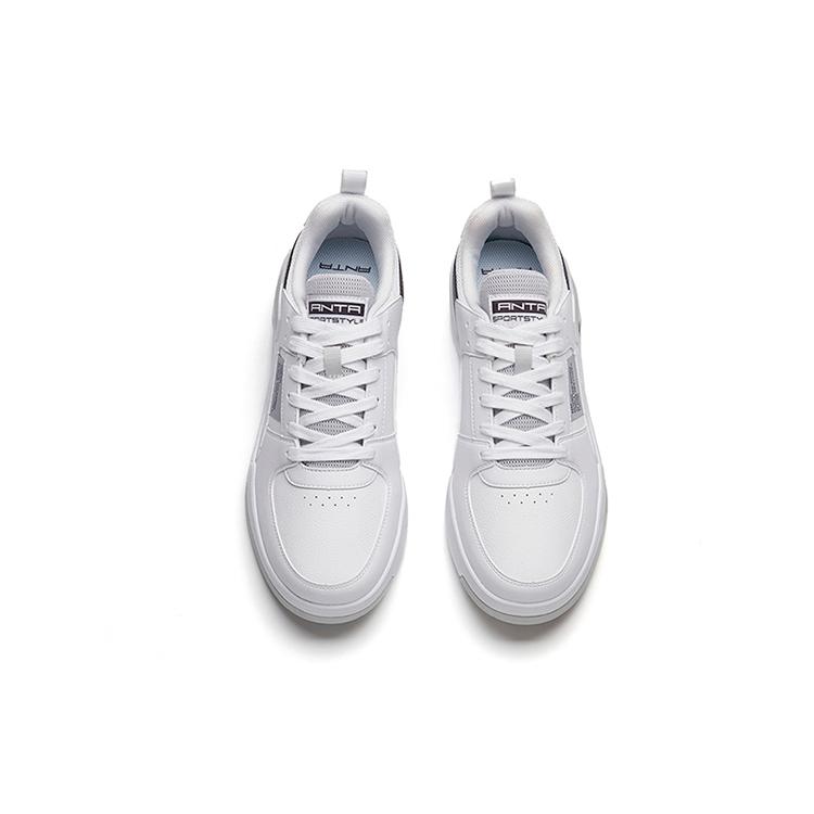 new Anta Anti Slip And Wear Resistant Lightweight Low Top Skateboard Shoes Gray White