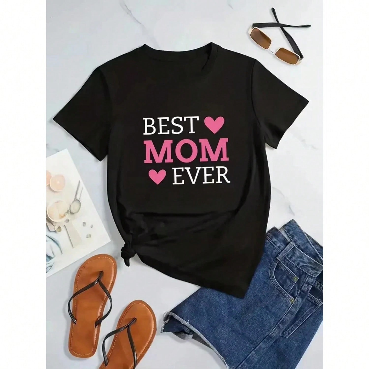 Round Neck Designer Shirt Short Sleeve Vintage Summer Graphic T-Shirt Fashion Casual Mother s Day Gift For Mom Best Mom T-Shirt S разноцветный