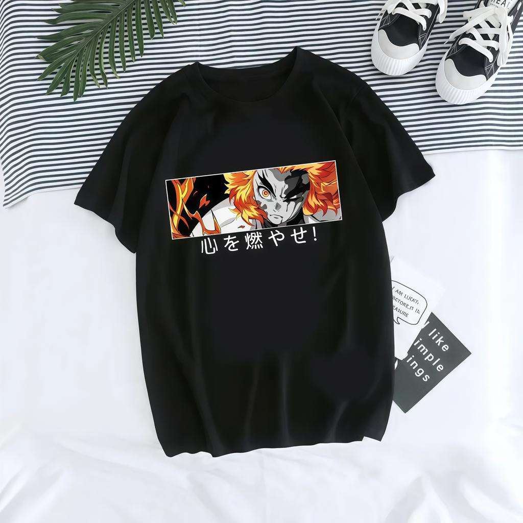 New Demon Slayer Anime Print Trendy Casual Top for Women, Summer Parent-child T-shirt for Women