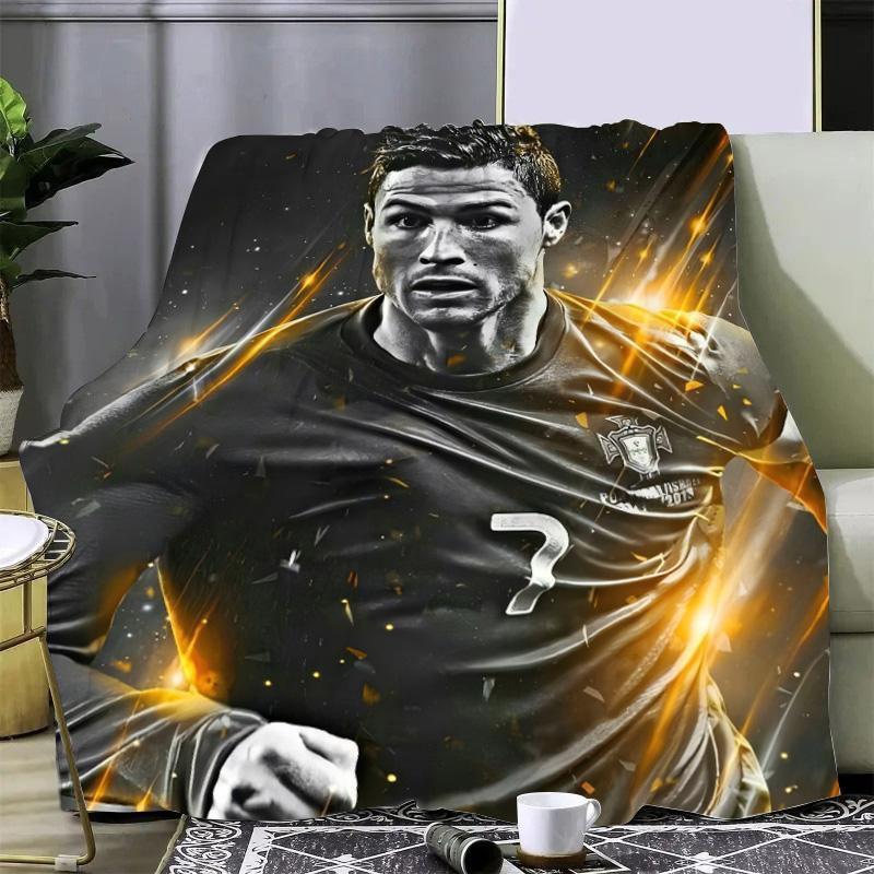 Football Star Printed Picnic Blankets R-ronaldo M-Messis Warm Blanket Soft and Comfortable Blanket Home Travel Birthday Gift