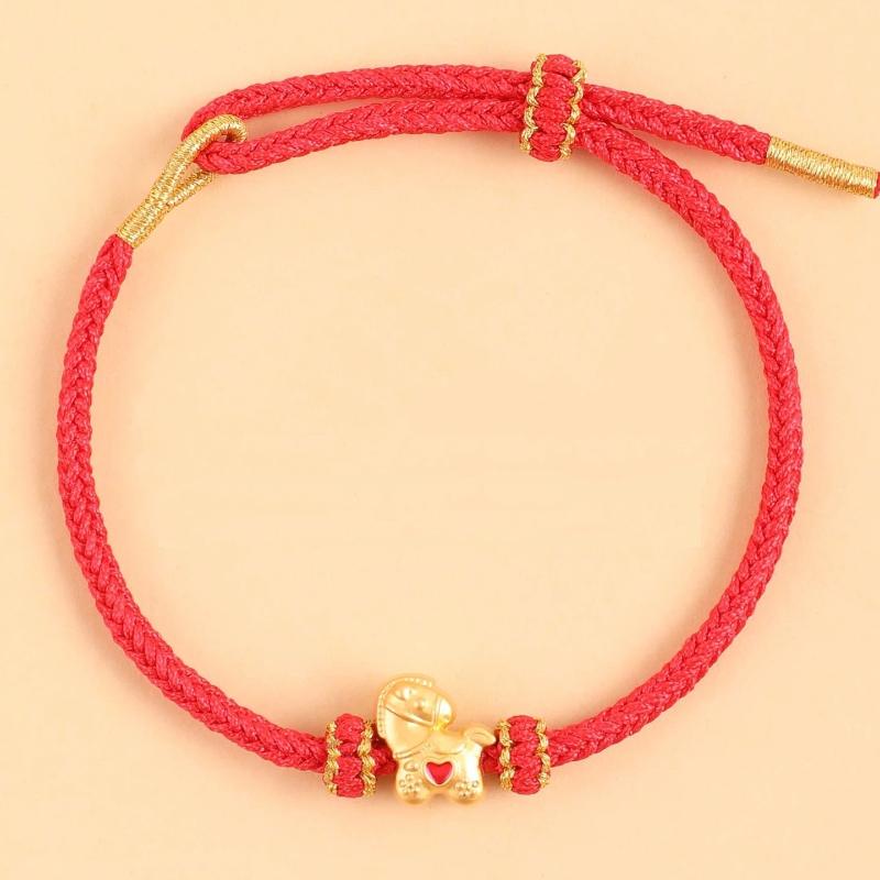 2026 New Year Zodiac Horse Lucky Braided Rope Bracelet Chinese Style Red Thread String Adjustable Bracelets Blessing Jewelry