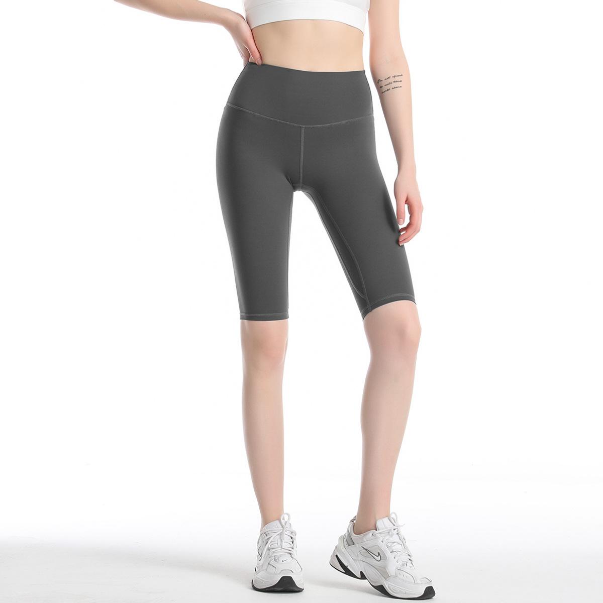 

Жіночі брюки для фітнесу з двосторонньою щіткою голого кольору з високою талією, тонкі персикові та стегна, вузькі штани для йоги XL темно-сірий колір
