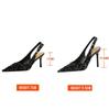 Euro-American Style Party High-Heeled Women'S Shoes With Empty Pointy Back Hollowed Out Back Strap Sequin Single Shoes