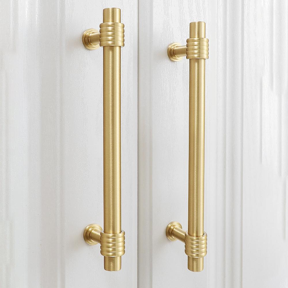 

Copper Pull Handle Simple Decoration for Home Cabinet Closet Dresser Drawer 192mm Hole Distance,with 25mm Screw Type A