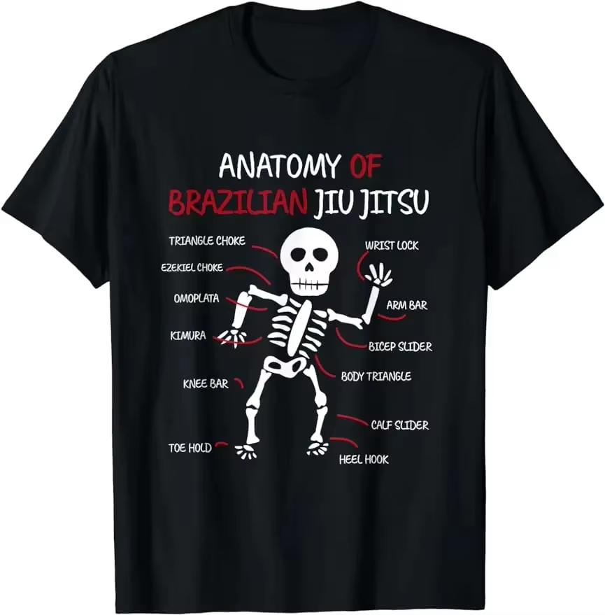 Funny Anatomy Brazilian Jiu Jitsu Graphic Washed Cotton Tshirt Unisex Y2k Loose Oversized Short Sleeve Harajuku Streetwear Tops