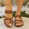 Fashion Women Slippers 2025 New Summer Fashion Sandals Woven Flat Heel Flip Flops Beach Lightweight Comfortable Slippers Slides Women