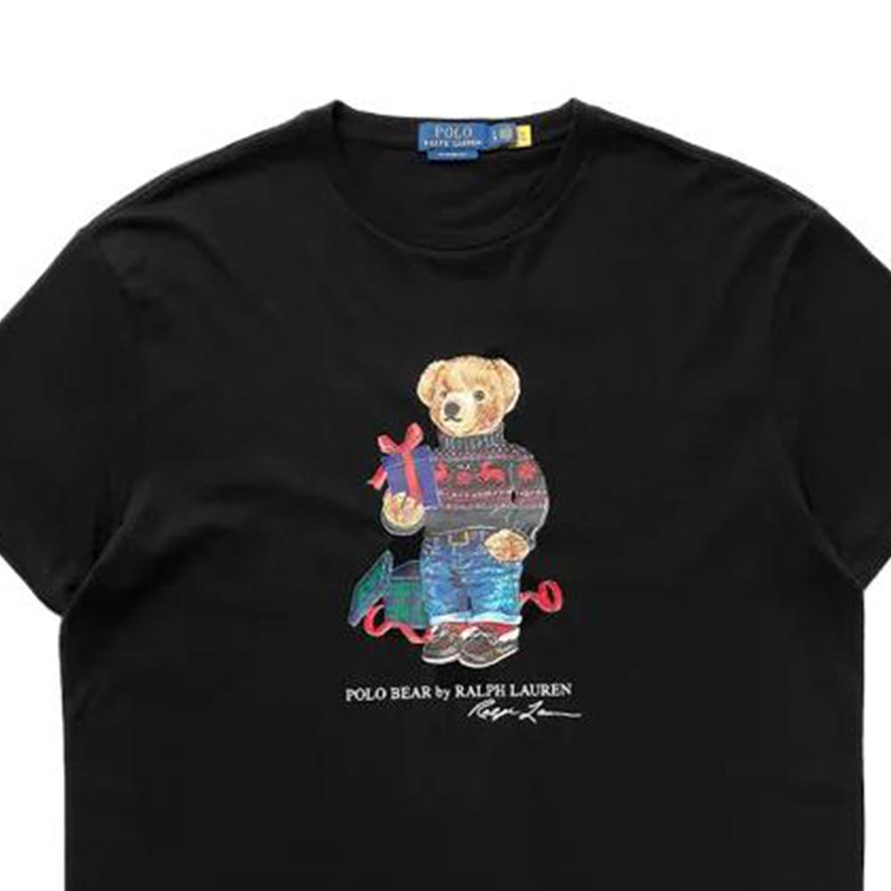 Polo Ralph Lauren Bear Letter Print Crew Neck Short Sleeve T-Shirt Men Tops Black 710854497-027