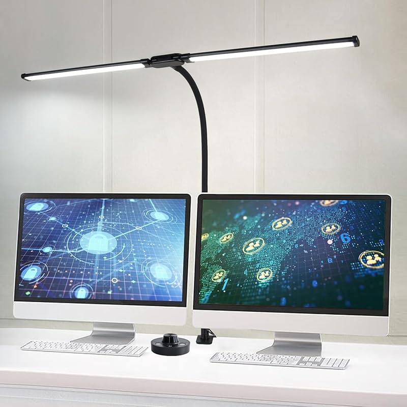 Clamp Lamp, Clip on Lamp, Desk Lamp with Clamp, 10W, 1100 LMS, 3 Color Modes, 10 Brightness Levels, 31 Inches Long Flaxible Gooseneck, Perfect for