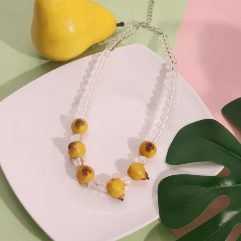 Layered Fruit Bead Necklace Stackable Retro Necklace Bohemian Colorful Choker Beach