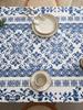 blue flower cotton linen texture tablecloth suitable for living room, coffee table, dining table fabric