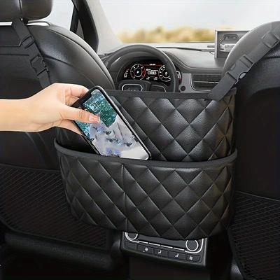 1PC Large Capacity Car Seat Back Organizer - Durable Faux Leather Storage Mesh Bag with Hanging Mount Lightweight Auto Interior Accessory Organizer