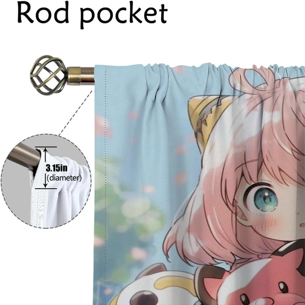 Elegant Room Curtains for Living Room Spy X Family Halloween Decoration Tulle for Bedroom Blackout Curtain Shades Partition Home