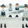 2pcs Wooden Long Leg Dolls Nautical Theme Doll Figurine Desktop Wooden Craft Ornament for Home Office Decor