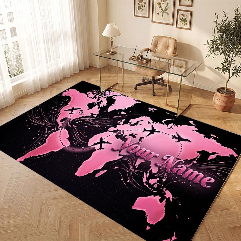 Fantasy Magic Theme Crystal Velvet Floor Rug Personalized Custom Name Text Warm Carpet Home Decoration