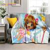 3D Cartoon Captor Anime Cute Card Sakura Blanket,Soft Throw Blanket for Home Bedroom Bed Sofa Picnic Office Cover Blanket Kids