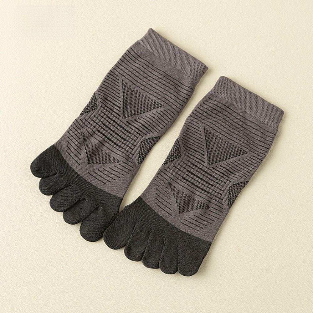 Breathable Five-Finger Socks Quick Dry Cushion Toe Socks Running Sport Socks  For Men темно серый