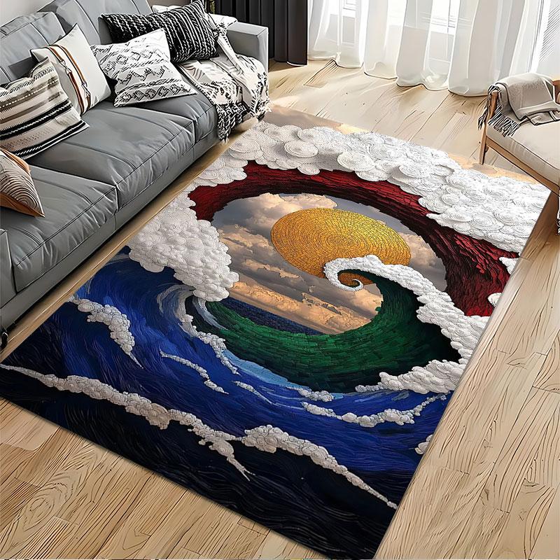 Abstract Ocean and Sun Carpet suitable as a non-slip mat for the living room or bedroom sofa