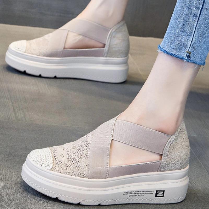 Rome Platform Sneakers Women Summer Comfortable N-slip Casual Shoes Thick Bottom Round Toe Loafers Zapatillas De Mujeres
