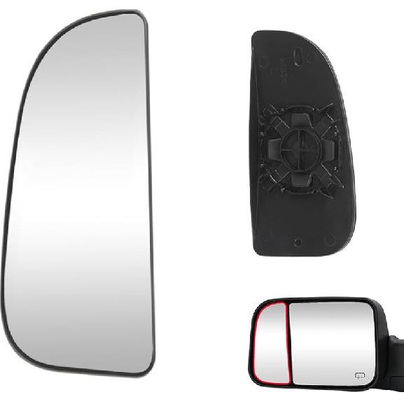 Senzeal Driver Side Tow Mirror Glass Heated Tow Mirrors Replacement For Dodge Ram 1500 2500 3500 4500 5500 2009- Convex Mirror With Rear Holder