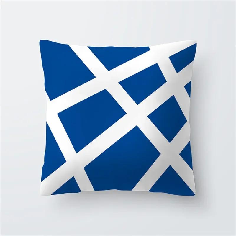 Dekorative Kissenhüllen Blau Geometrie Kissenbezug 45x45 Polyester Kissenbezug Meeresleben Kissenbezug Kissen Heimdeko