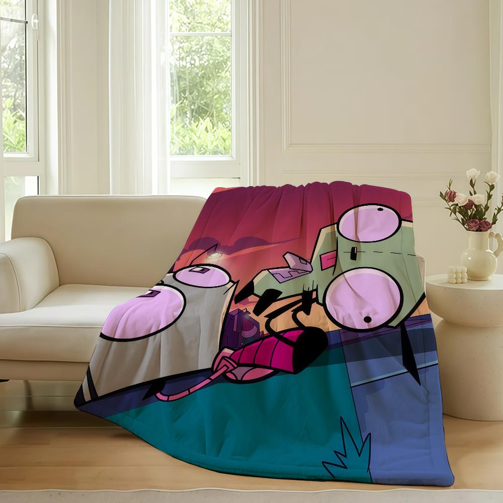 Adventure Cartoon Invader Zim Blanket For Sofa Office Bed Plane Travel Sleep Read Relax Camping Soft And Warm
