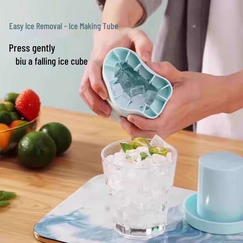 Ice Cube Tray Silicone Mold - Easy Release Squeeze Cup & Storage