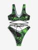 Rosegal Gothic Skulls Lightning Ombre Graphic Print Crisscross Strappy High Cut Bikini Set