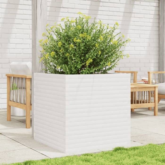 VidaXL Planter White 70x70x68.5 Cm Solid Pine Wood, Outdoor Planter, Flower Box, Tomato Planter, Planter of 3282475