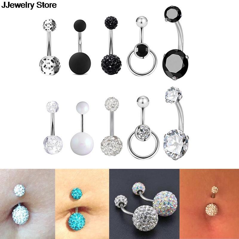 5pcs/set Stainless Steel Navel Belly Button Rings Women Fashion Belly Button Ring Piercing Body Piercings Jewelry
