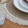 Round Placemats Linen Material Table Mat Drinking Coaster Heat Insulation Mat Round Table Mats for Kitchen Restaurant