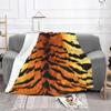 Realistic Tiger Skin Print Flannel Throw Blanket - Portable Warm for Bed/Rug, King Size, Animal Decor Textile