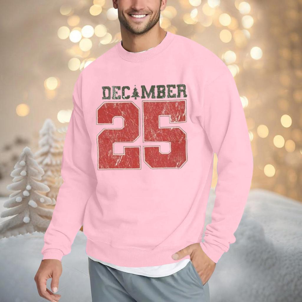Christmas Print Loose Fit Round Neck Sweatshirt For Men