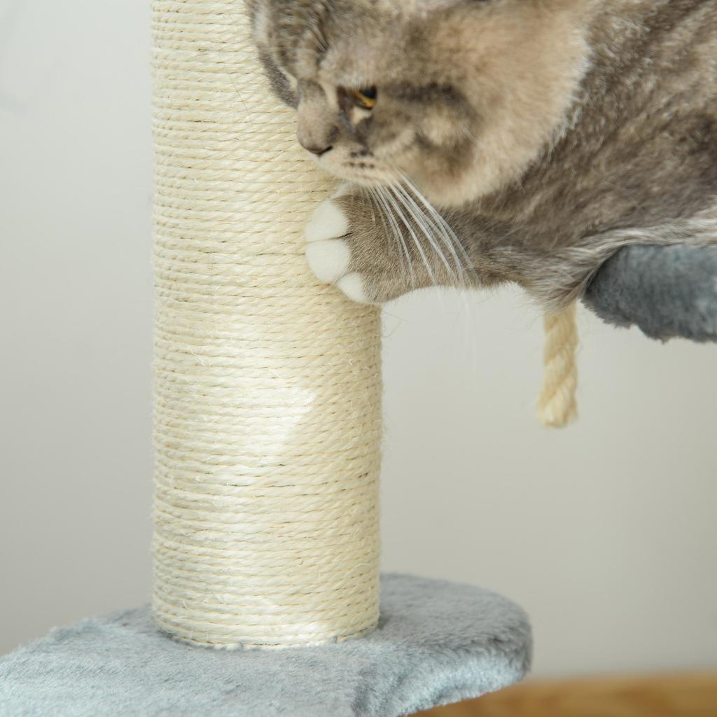 Cat Tree 65 cm Small Cat Tree with Cat Bed, Lounging Platform, Cat Scratching Post with Sisal Posts Cat Furniture for Cats up to 3.5 kg, Gray